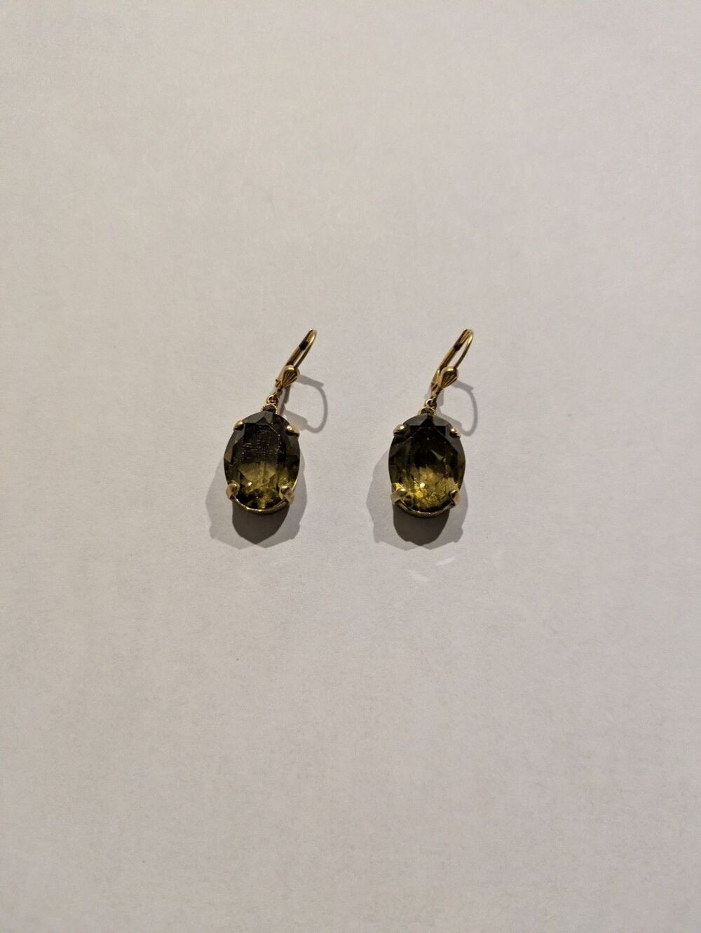 Catherine Popesco Dangle Earrings Teardrop Citrine Brown Yellow Crystal